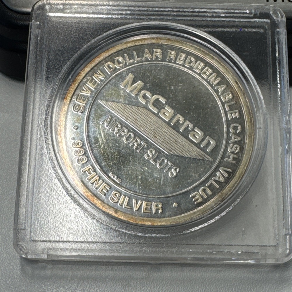 1993 McCarran Airport Slots Las Vegas $7 Silver Strike Token .999 Fine Silver NC